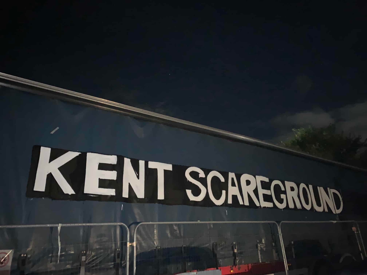 Kent Scareground sign on the back of a lorry trailer.